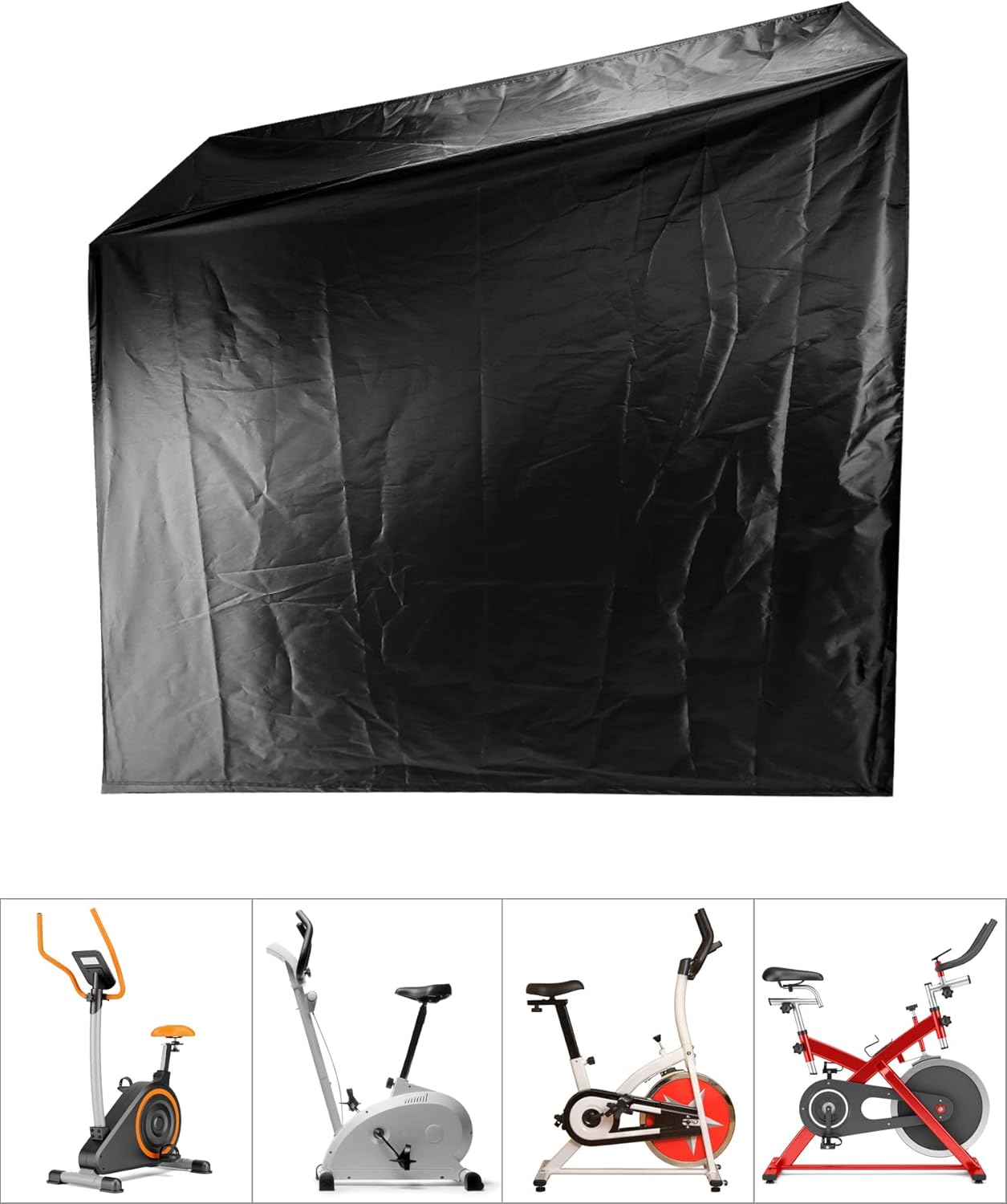 QWORK Exercise Bike Cover, Upright Outdoor Waterproof UV Dust Wind Bicycle Storage for Most Fitness Stationary Bikes, Premium Sport Training Bike (Black) image 2 of 8 B0BCVQ3YKG