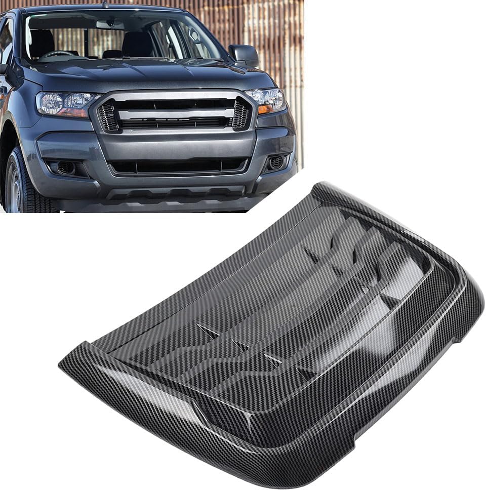 FSFY 1 Pc Vent Hood Vents Scoop Bonnet Cover ABS Carbon Fiber Black For Ford For XLT XLS XL 2015-2022