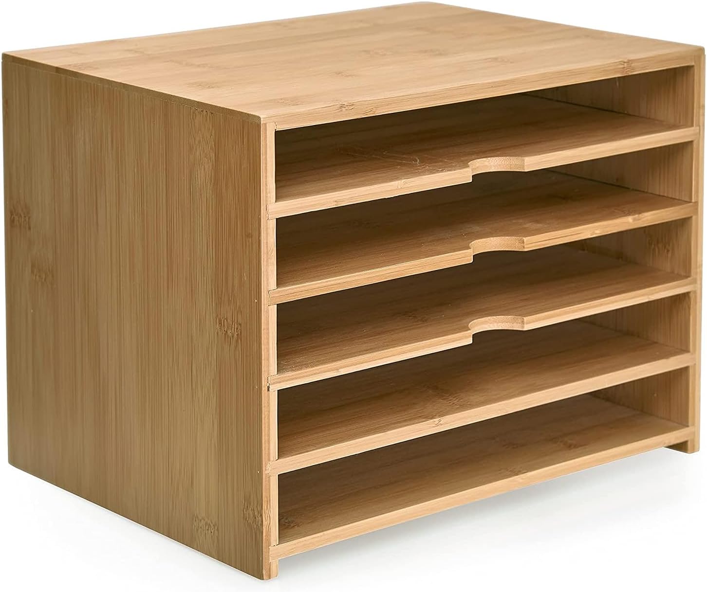 Prosumer's Choice 5-Tier Natural Wood Letter Tray Desk Organizer - Desktop File Sorter for Letter, A4 Documents - Paper Organizer for Desk - Ideal for Home and Office Organization