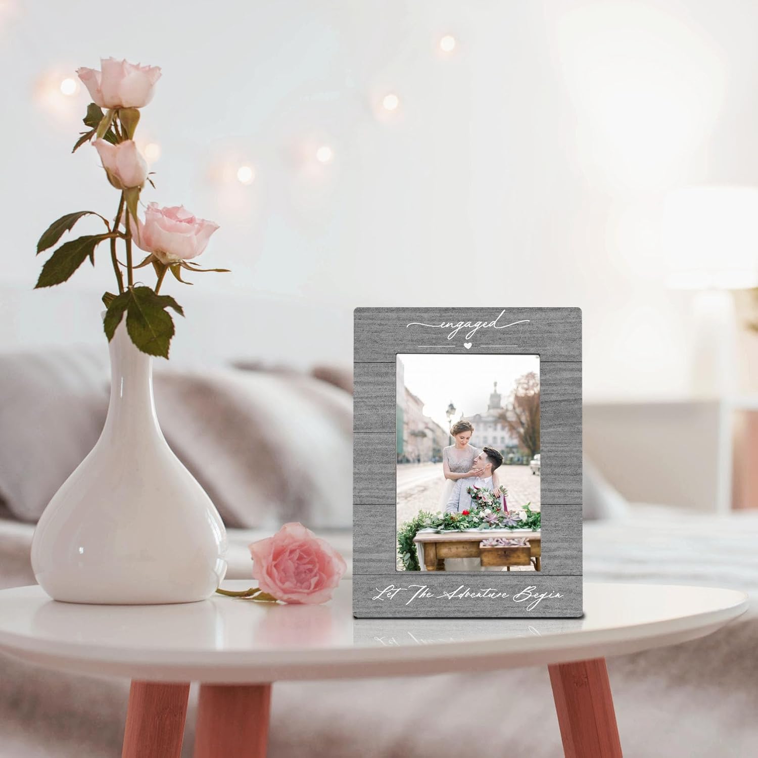 Wedding 4x6 Picture Frame, Engagement Gifts for Couples Photo Frame, Best Newly Engaged Gifts for Bride Groom Women Men, Wedding Engaged Picture Photo Frames for Desk Decor - Image 5