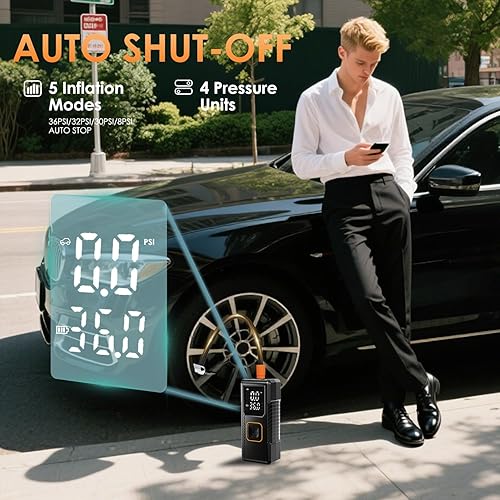 Miniatura 4 de Compresor de aire portátil para inflador de neumáticos, bomba de bicicleta inalámbrica de 150 PSI, bomba de aire rápida para neumáticos de automóvil