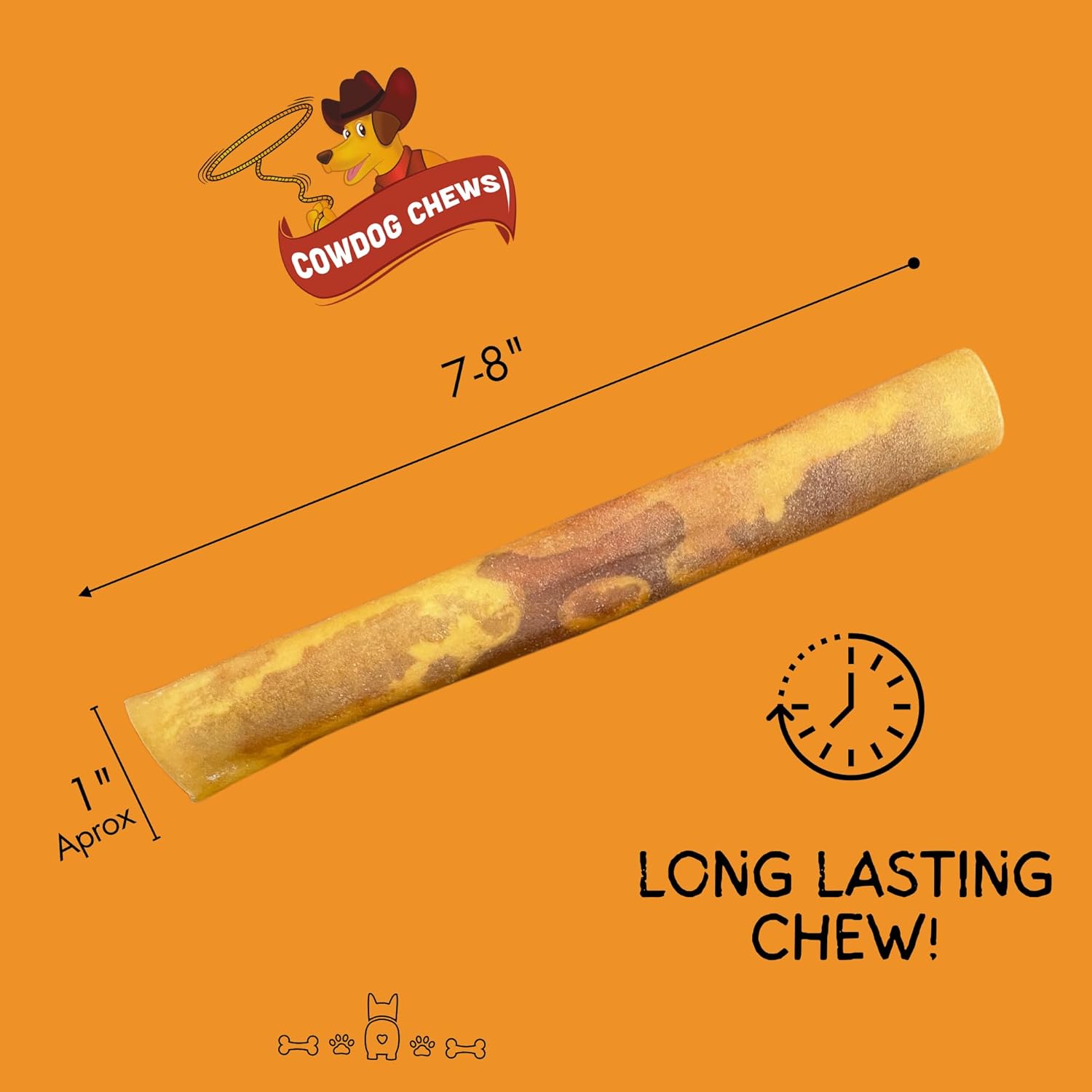 Cowdog Chews Rawhide Gourmet Meaty Rolls 7-8" (20 Count) – Premium Dog Treats with Savory Beef Filling, Long-Lasting Chew for Aggressive Chewers, High-Protein, Natural Ingredients