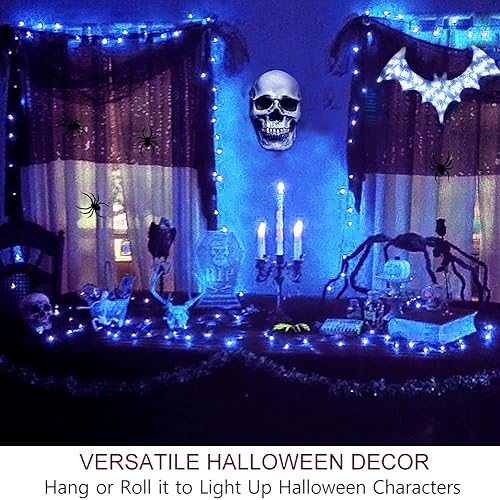 Miniatura 3 de Bright Zeal Guirnalda de luces LED de 66 pies con 200 luces LED de color azul cristal que funcionan con pilas con temporizador y control remoto, 8