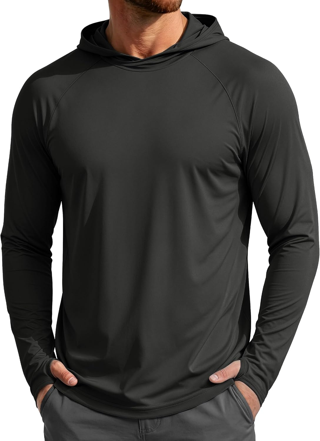 MAGCOMSEN Men's UPF 50+ Sun Protection Hoodies Quick Dry Long Sleeve Rash Guard Lightweight Hoodie Shirt Fishing Running