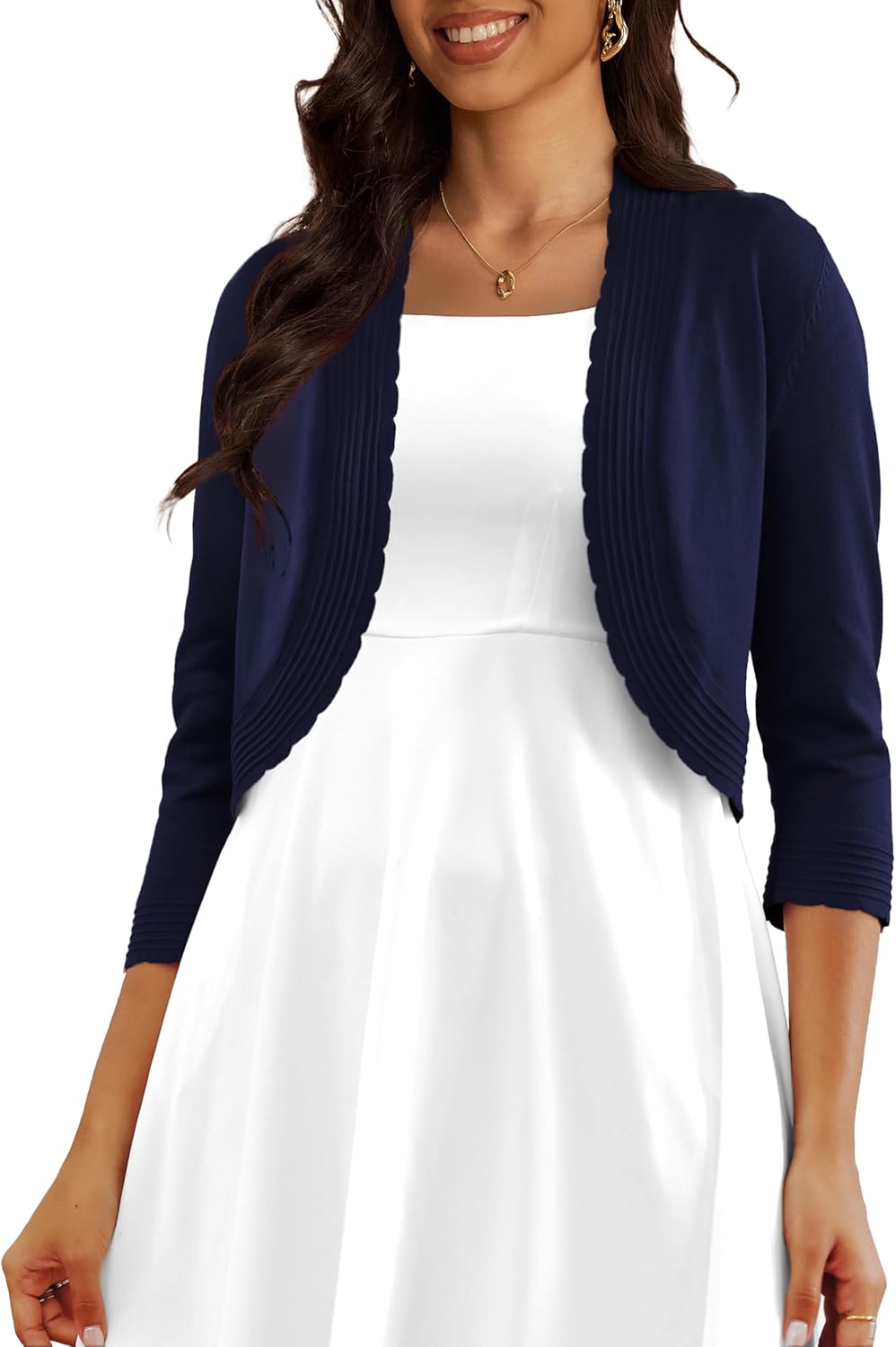 CPOKRTWSO Women's 3/4 Sleeve Cropped Cardigan Sweaters Open Front Bolero Shrugs for Women S-XL