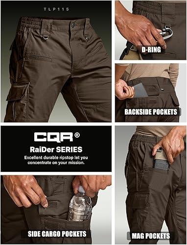 Miniatura 6 de CQR - Pantalones tácticos tipo cargo para hombre, tejido Ripstop (antidesgarros) resistente al agua, ligeros, para llevar todas las cosas de uso