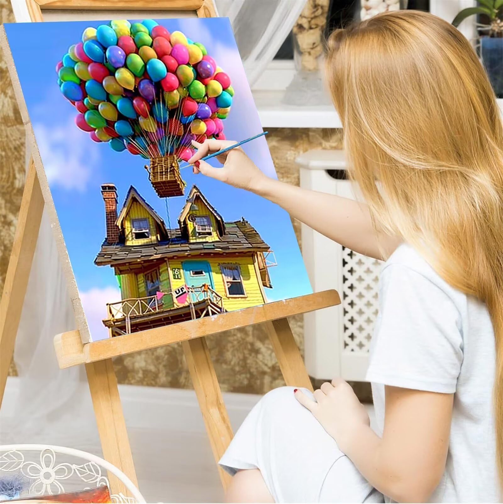 Malen Nach Zahlen Erwachsene, Haus DIY Handgemalt Ölgemälde Kit für Anfänger und Erwachsene Mit Pinseln und Acrylfarbe, Einseifen 60x80cm (mit Rahmen)