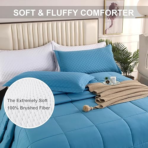 Miniatura 3 de Edredón extra grande de 128 x 120 pulgadas, edredón de 3 piezas ligero reversible de plumón alternativo para todas las estaciones con 8 pestañas en