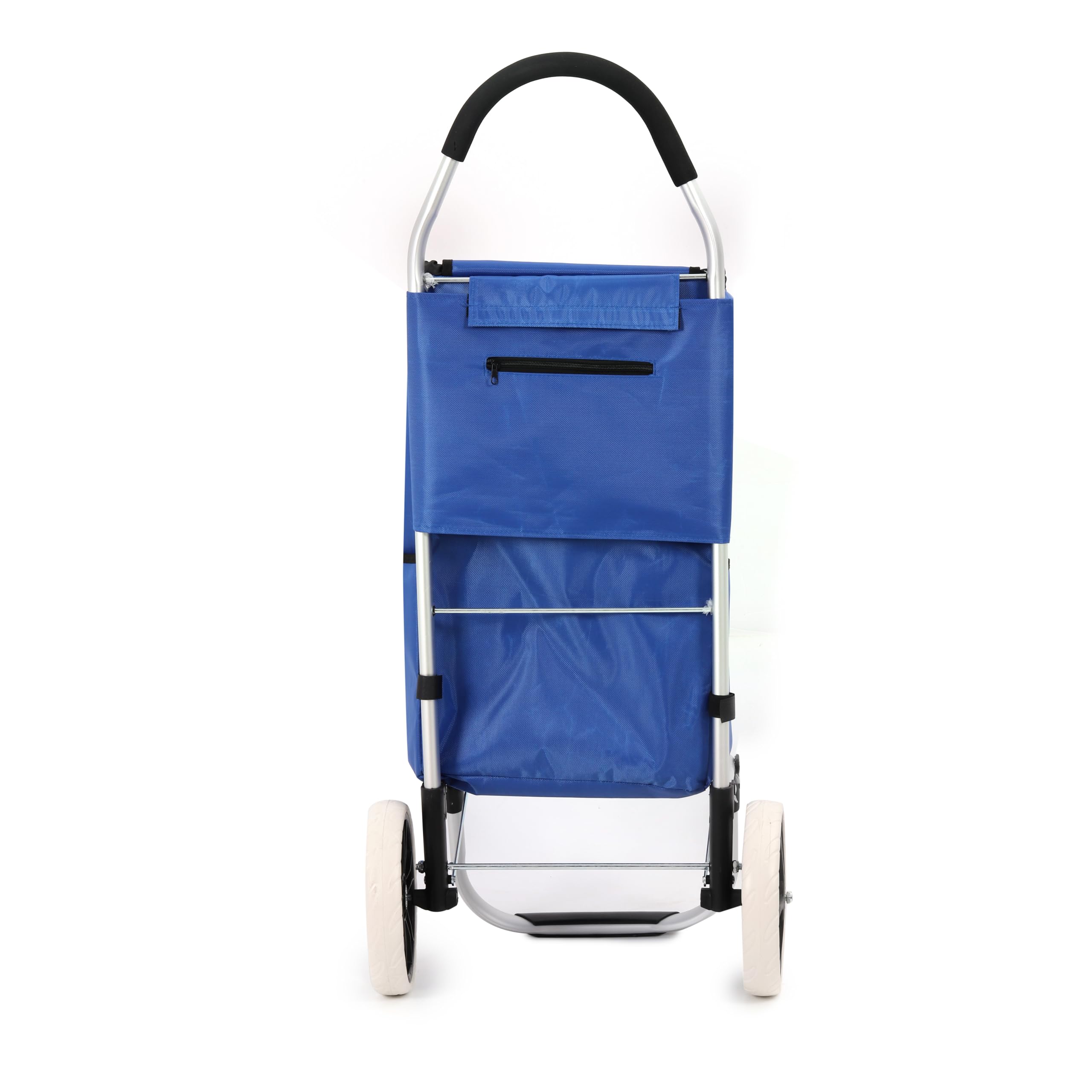 Aluminiowy wózek na zakupy 43,5 l składany, Shopping Trolley, wodoodporny składany wózek na zakupy, torba na zakupy z 2 kółkami, koszyk na zakupy z kółkami, duży - niebieski