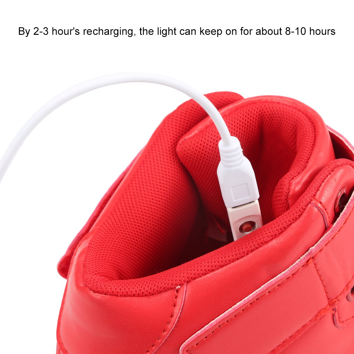 Image secondaire de PADGENE Chaussures de Sport Montantes à LED Clignotantes Femme/Homme Rechargeables par USB (Rouge, 37 EU)