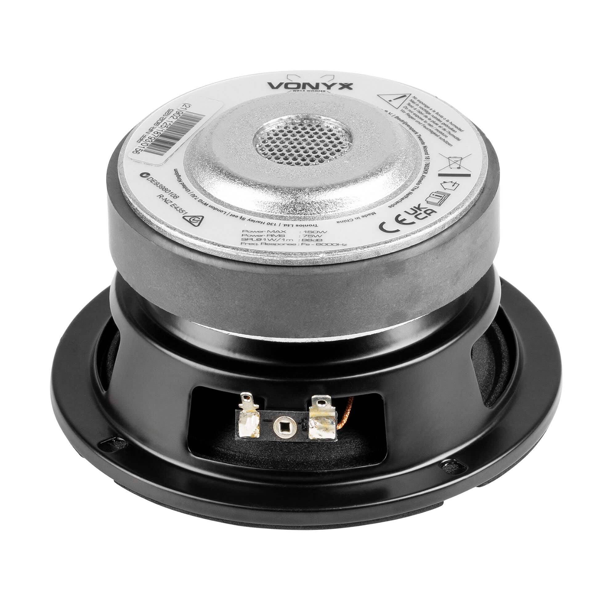 Vonyx WPP10 Altavoz de Repuesto de 4", woofer de Alta fidelidad, 50 W RMS para instalacion en Coches, impedancia de 8 ohmios, Cono de Polipropileno, suspensión de Goma, Altavoz de fácil instalación