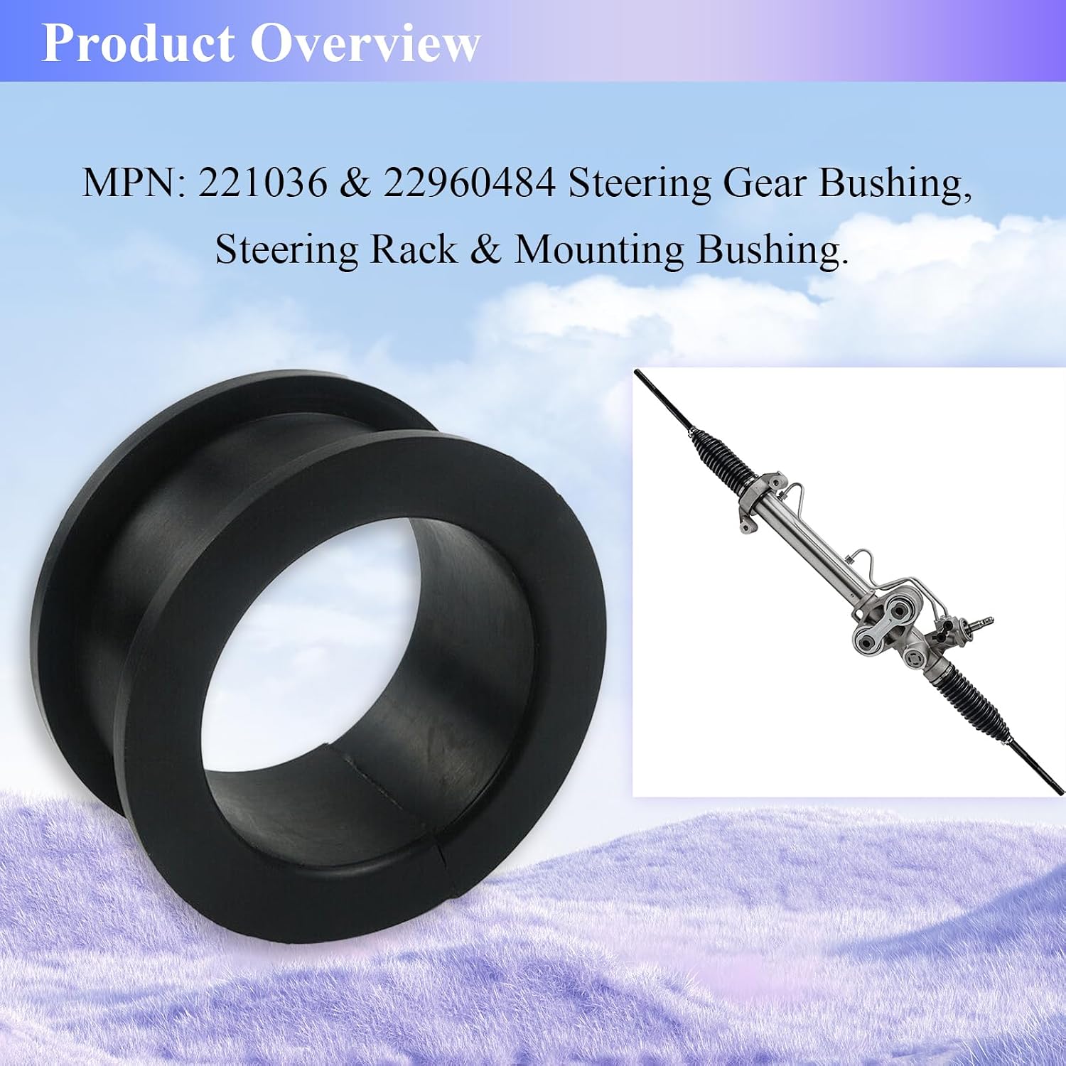 2 Pcs New 221036 & 22960484 Power Steering Gear Bushing, Steering Rack & Pinion Bushing, Compatible with 2007-2013 Avalanche, Silverado, Sierra, 2007-2014 Tahoe Suburban, Escalade, Yukon