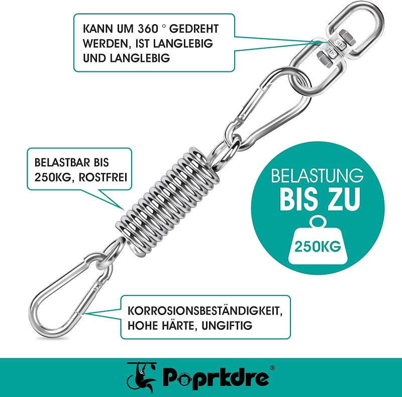 Poprkdre Rugós Függőfotel Karabinerrel Acél Rugóval
