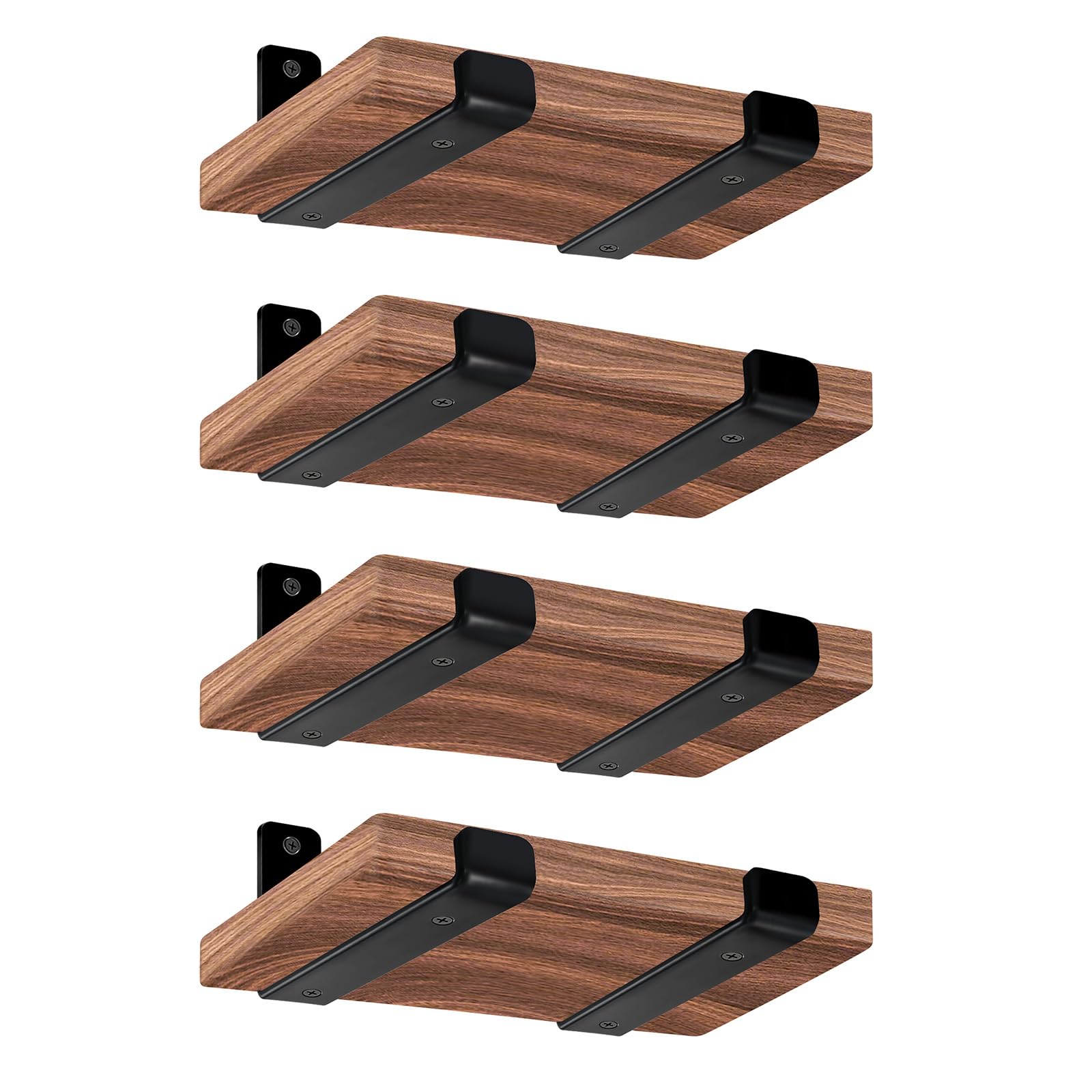 8 Pack - 5.5" L x 4" H x 1.5" W J Lip Shelf Brackets Rustic Farmhouse Iron Wall Floating Shelf Bracket Metal Shelf Bracket Industrial Shelf Supports