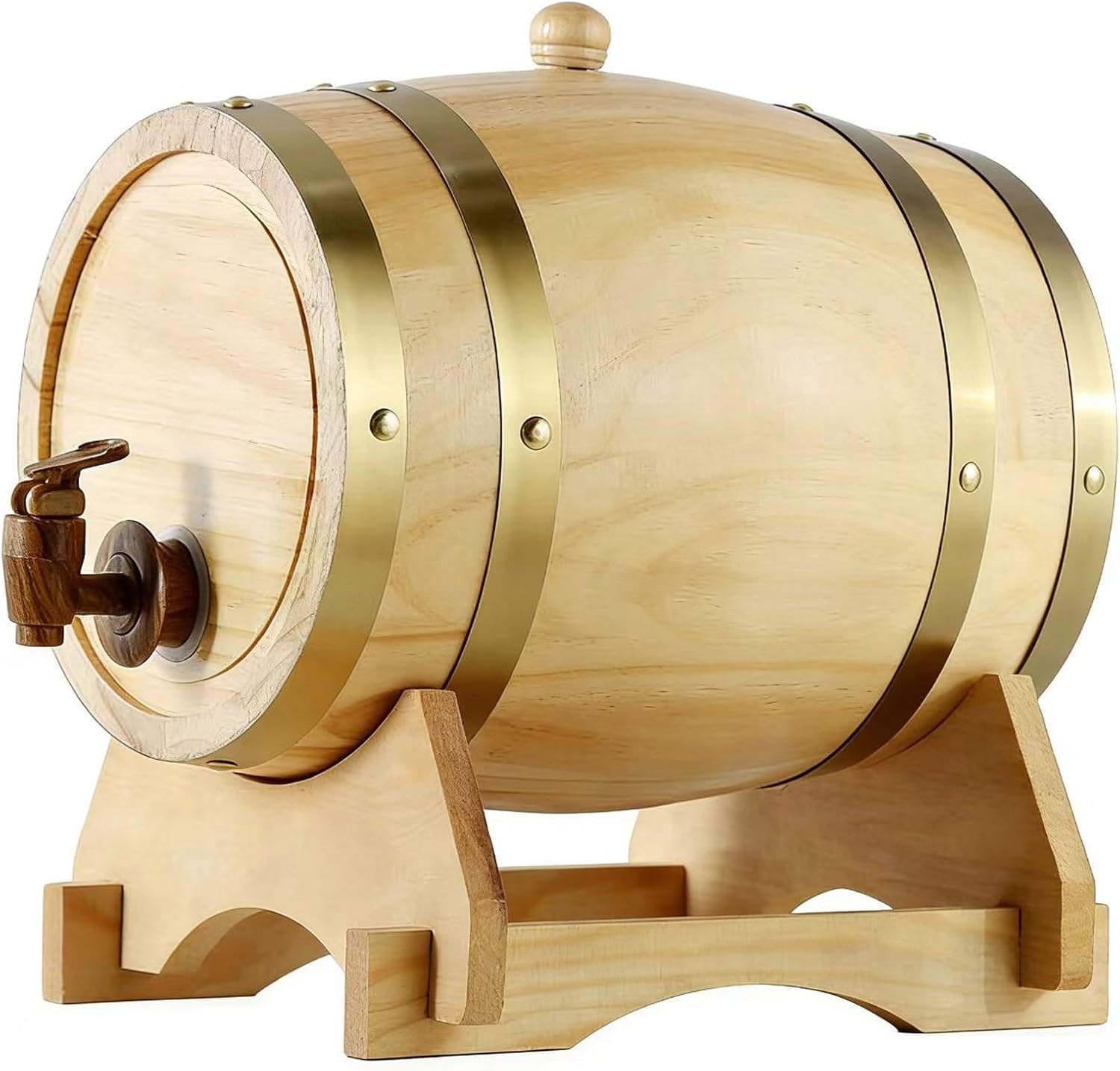 Vintage Wood Oak Timber Wine Barrel, Countertop Home Bar Dispenser Keg for Beer Rum Scotch and Wine(C,10L)