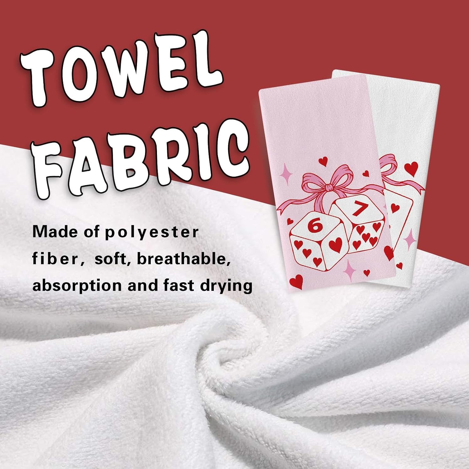 Pink Bow 67 Meme Dice Poker Card Kitchen Dish Towels Set of 2 image 4