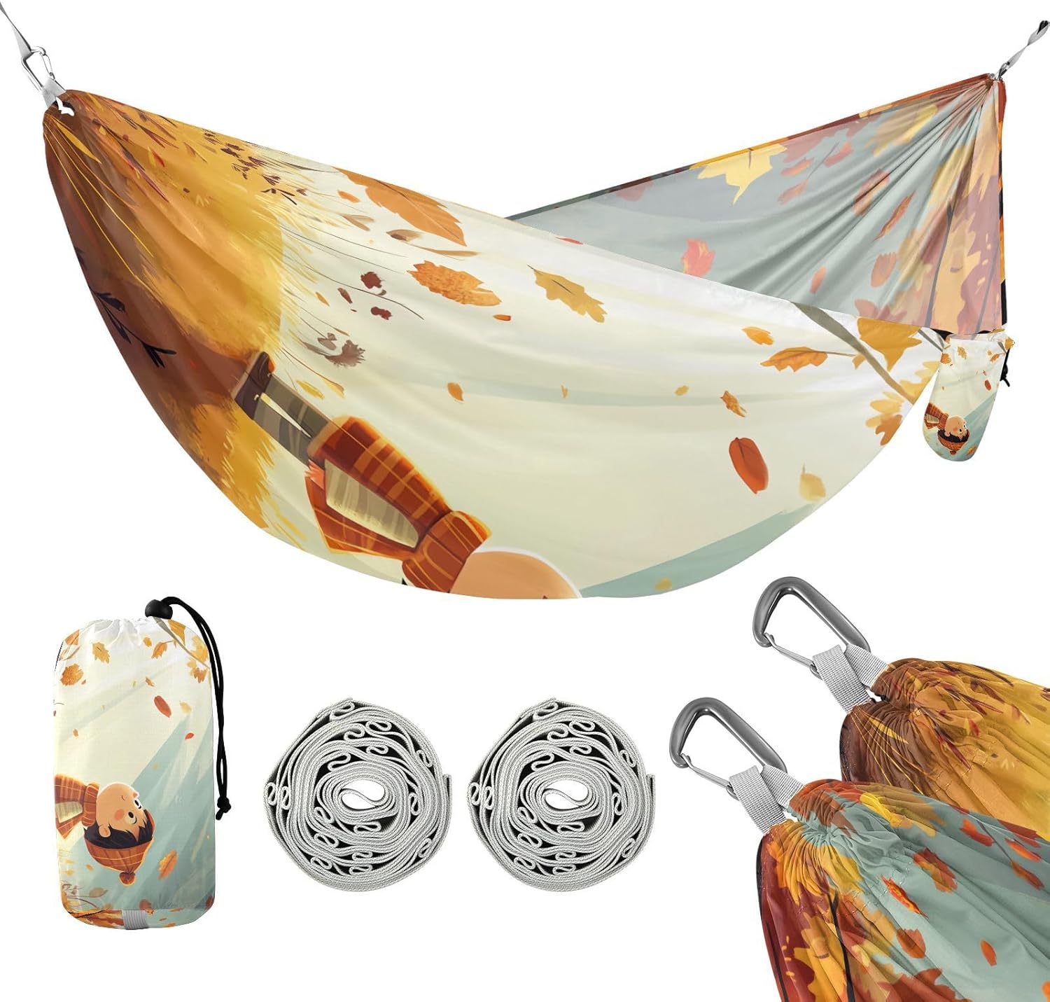 Autumn Fall Leaves Boy Hammocks for Camping with Portabl Carry Bag Backyard Hammock for Outside Camping Essentials