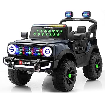 Zoom Beast SUV | 2B 6V/5AH | 4M 12V/17000 RPM | 2.4 GHz Remote | USB/MP3 | 2 Seater | Rocking Function | Dual Tone Headlights | Power Display | BIS Certified | (Metallic Black) (3-8 Years)
