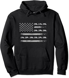 Snowmobile Sledding Winter Snow - US Flag Snowmobiling Pullover Hoodie