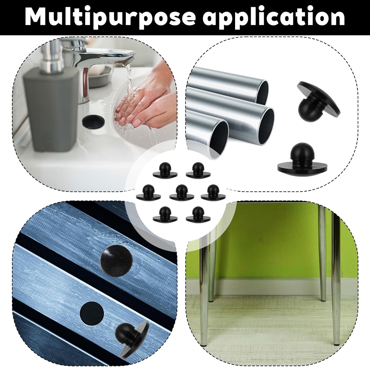 10 Pcs Silicone Round Snap in Type Locking Furniture Hole Plug 5mm Rubber Hole Plugs Screw Holes Plugs License Plate Holes Plug Button Protective Cover Cap Head