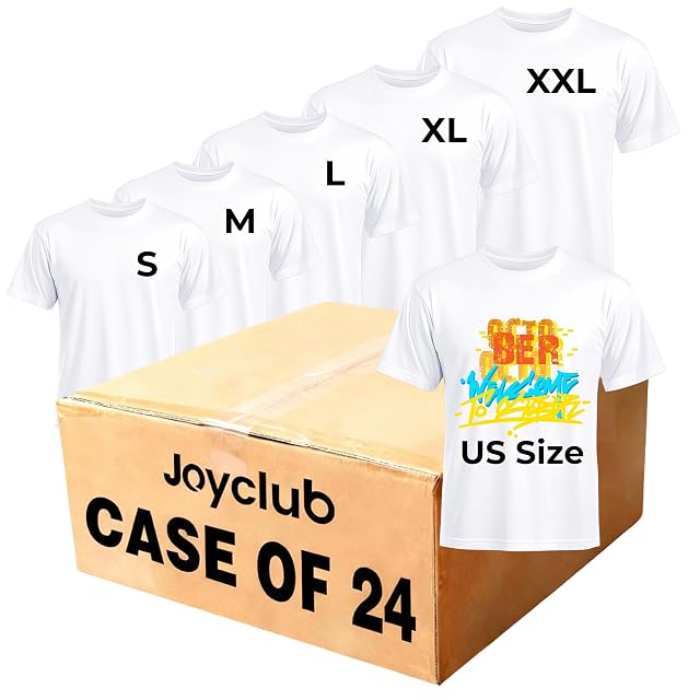 Joyclub White T Shirts Polyester Bulk Sublimation Blanks Wholesale Unisex Crew Neck Short Sleeve for Heat Transfer