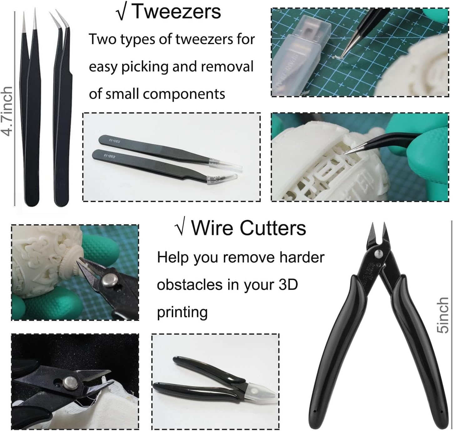 Precision 3D Printer Tool set with Deburring Tool, 3D Printer Spatula,Craft Knife,hand File,Carving Knife,Storage Box Suitable for Sanding, Carving, Modeling, Cutting, Scraping Deburring kit