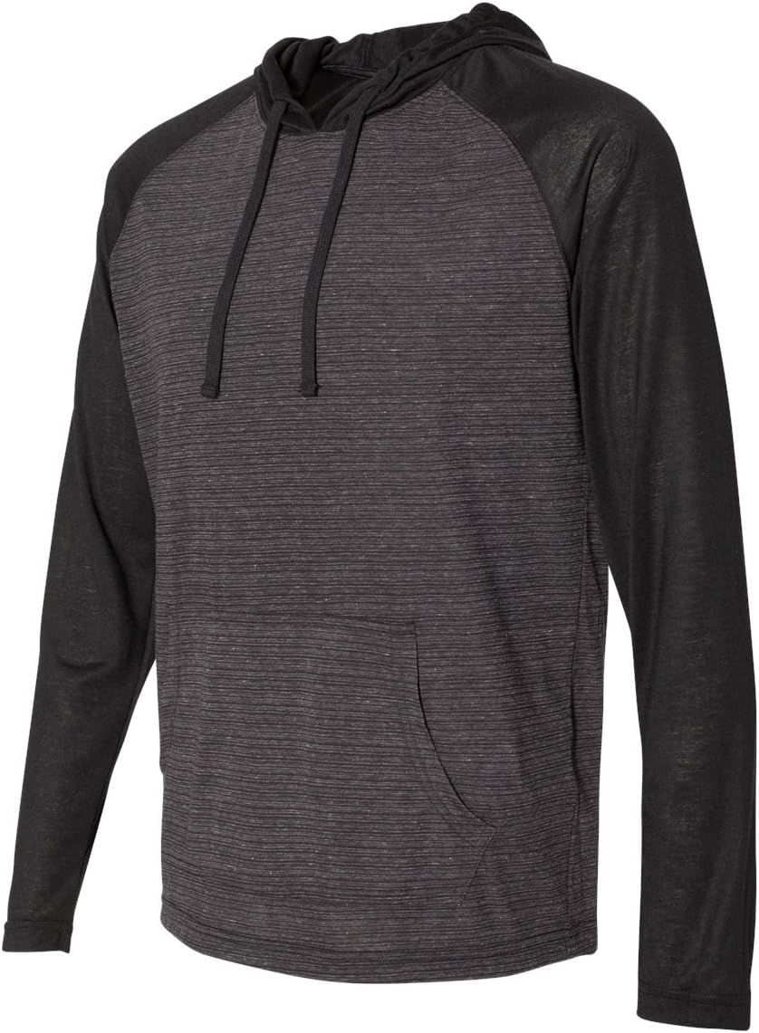 Burnside Yarn-Dyed Raglan Hooded Pullover M Striated Black/ Solid Black