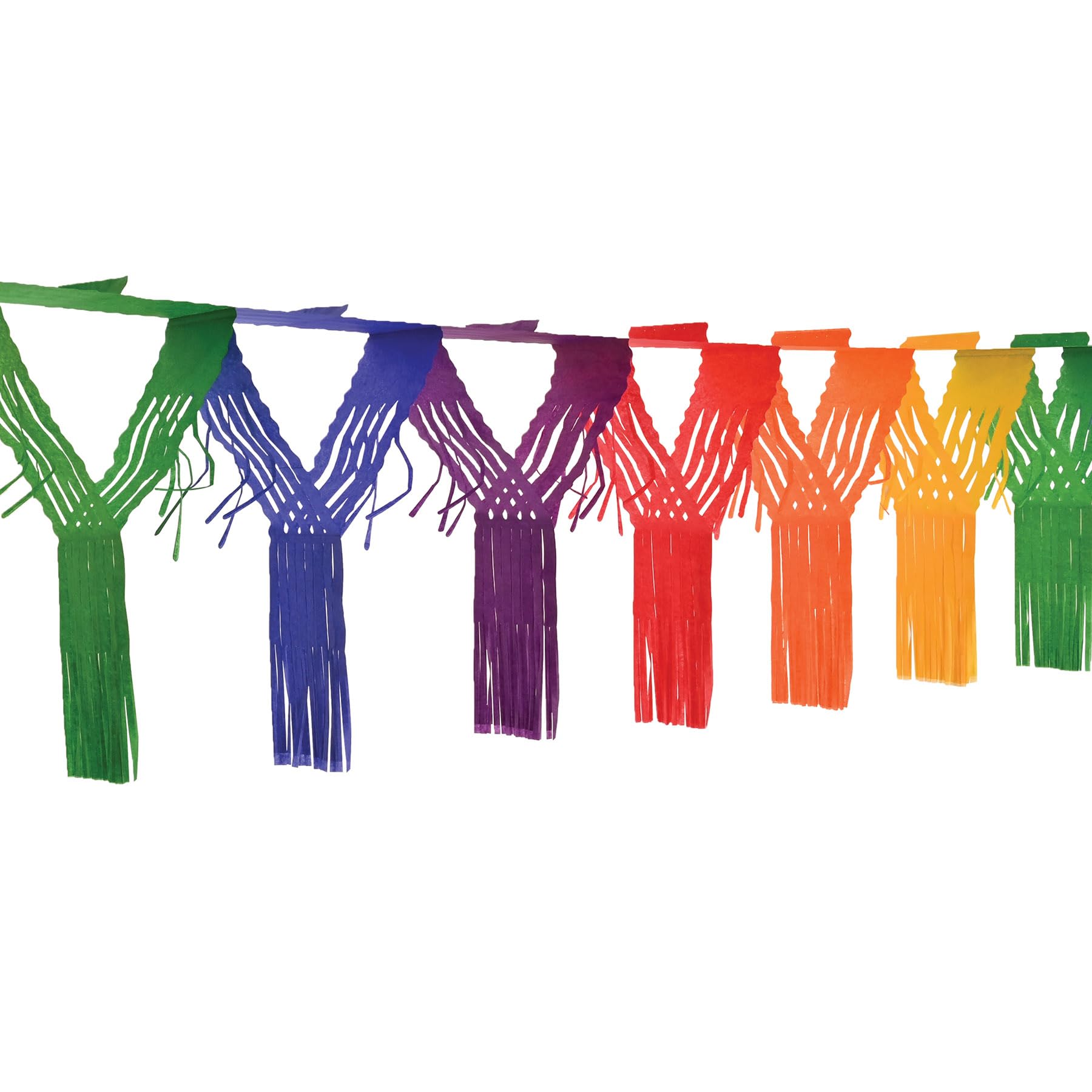 Beistle 55523-RB Drop Fringe Garland, 20" x 12', Rainbow