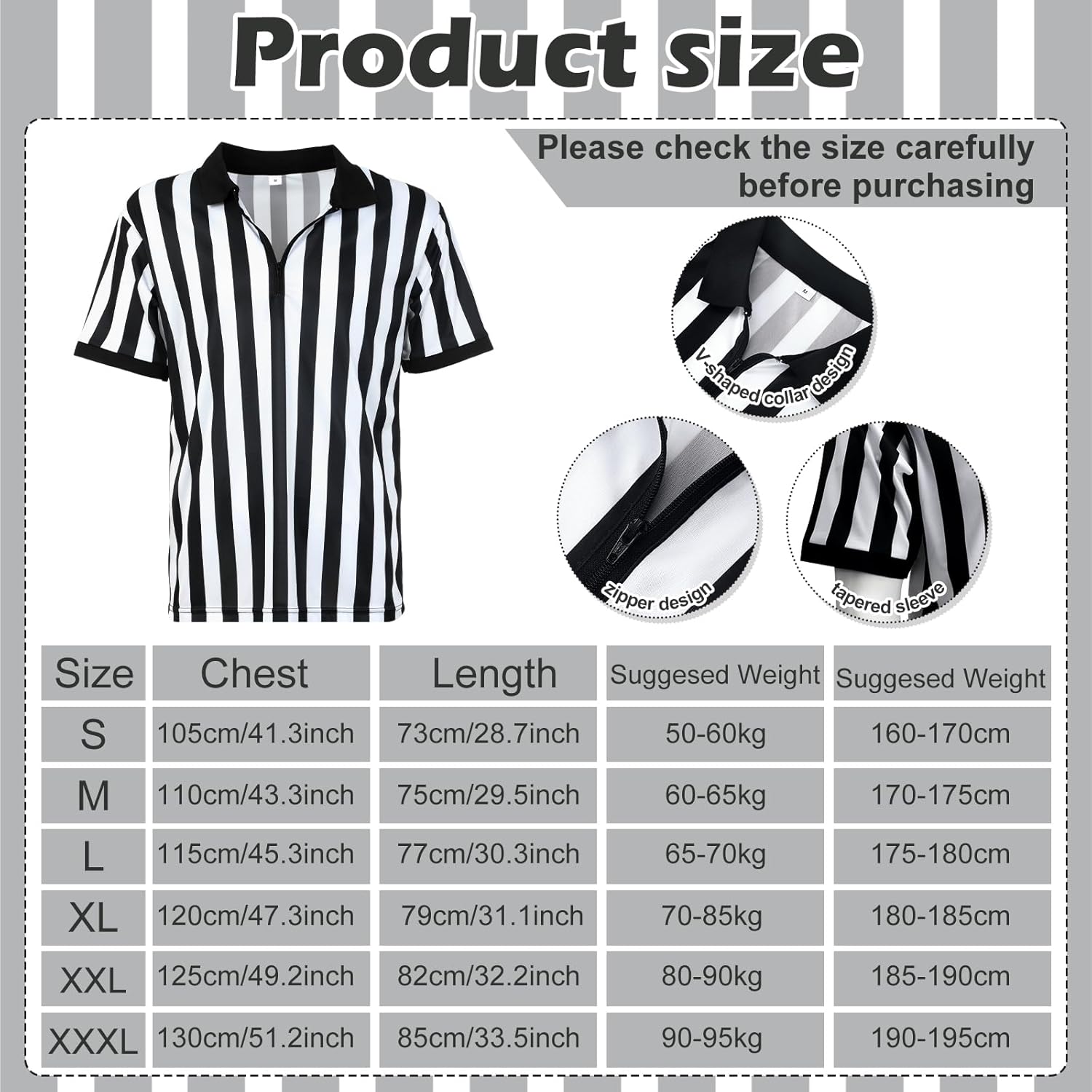 6 Pcs Men's Referee Shirt Blind Referee Costume Kit Folding Blind Cane Ref Hat Glasses Whistle