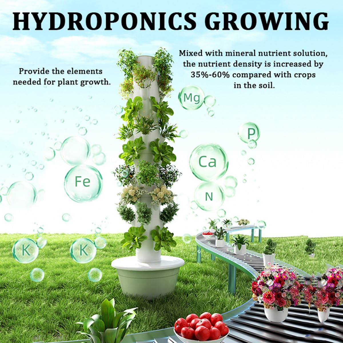 Sistema de Cultivo hidropónico de 5/7/9 Niveles - Kit de Cultivo hidropónico Herramientas hidropónicas de Interior con riego automático para Bricolaje - Torre hidropónica para Vegetales de h