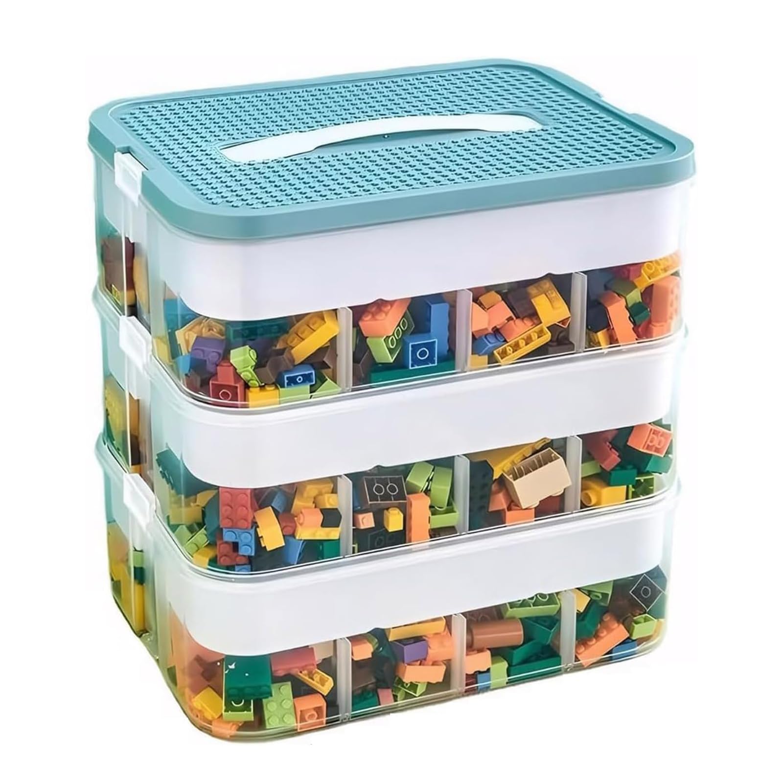 WinHUb 3 Layer Stackable Storage Organizer Box, Adjustable Small Parts Case