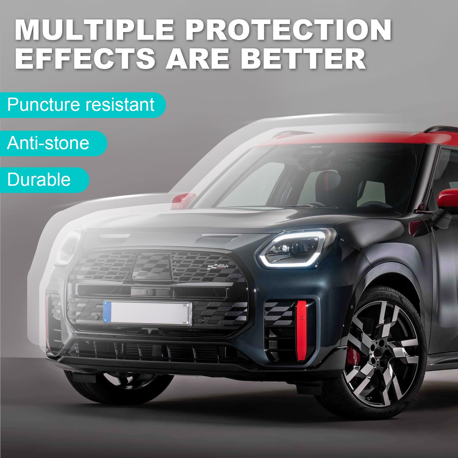 für Mini Countryman JCW 2024 Auto-Lackschutzfolie Vorgeschnitten TPU Transparent Selbstklebend Regenfest Wasserdicht HD Kratzfest zubehör (Oberlicht 2St)