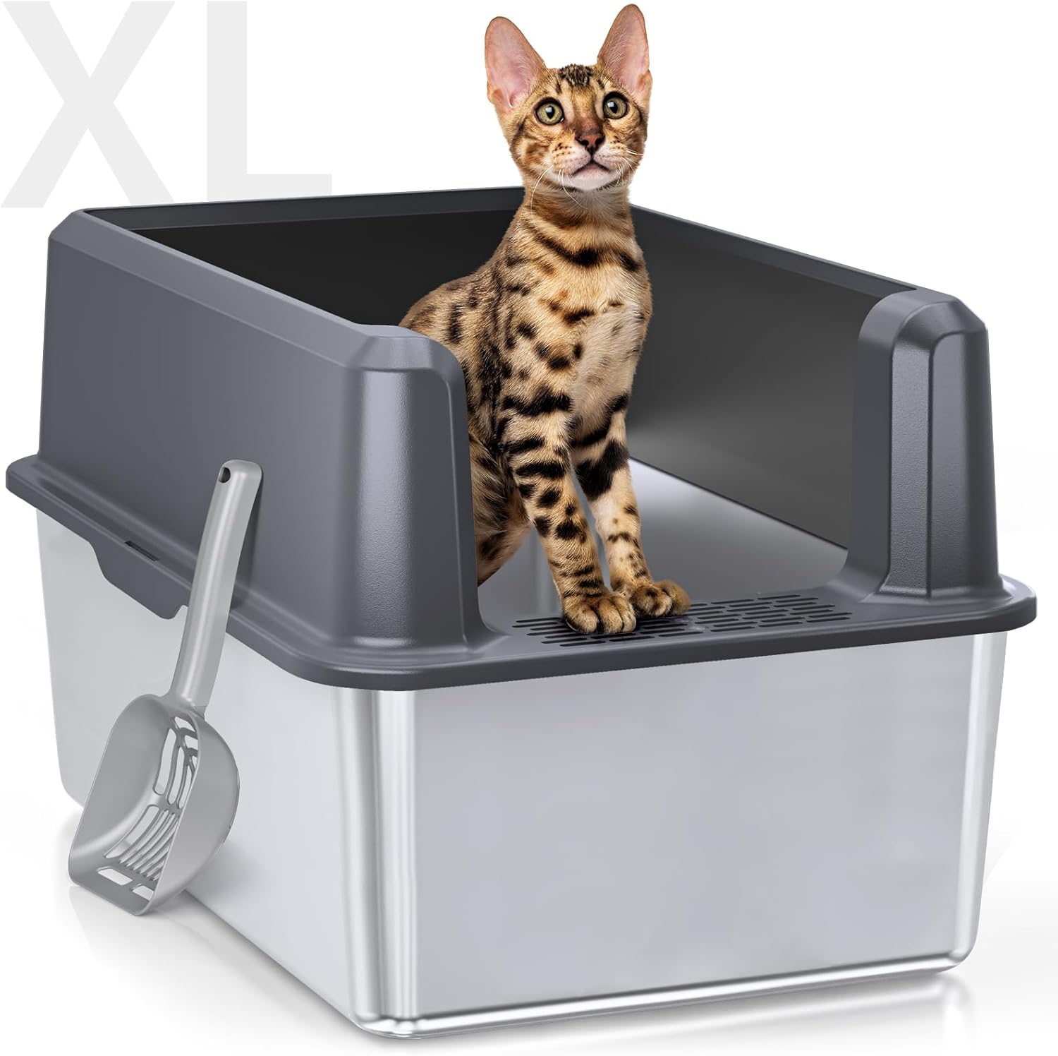 Stainless Steel Litter Box with Lid, XL 23.5"