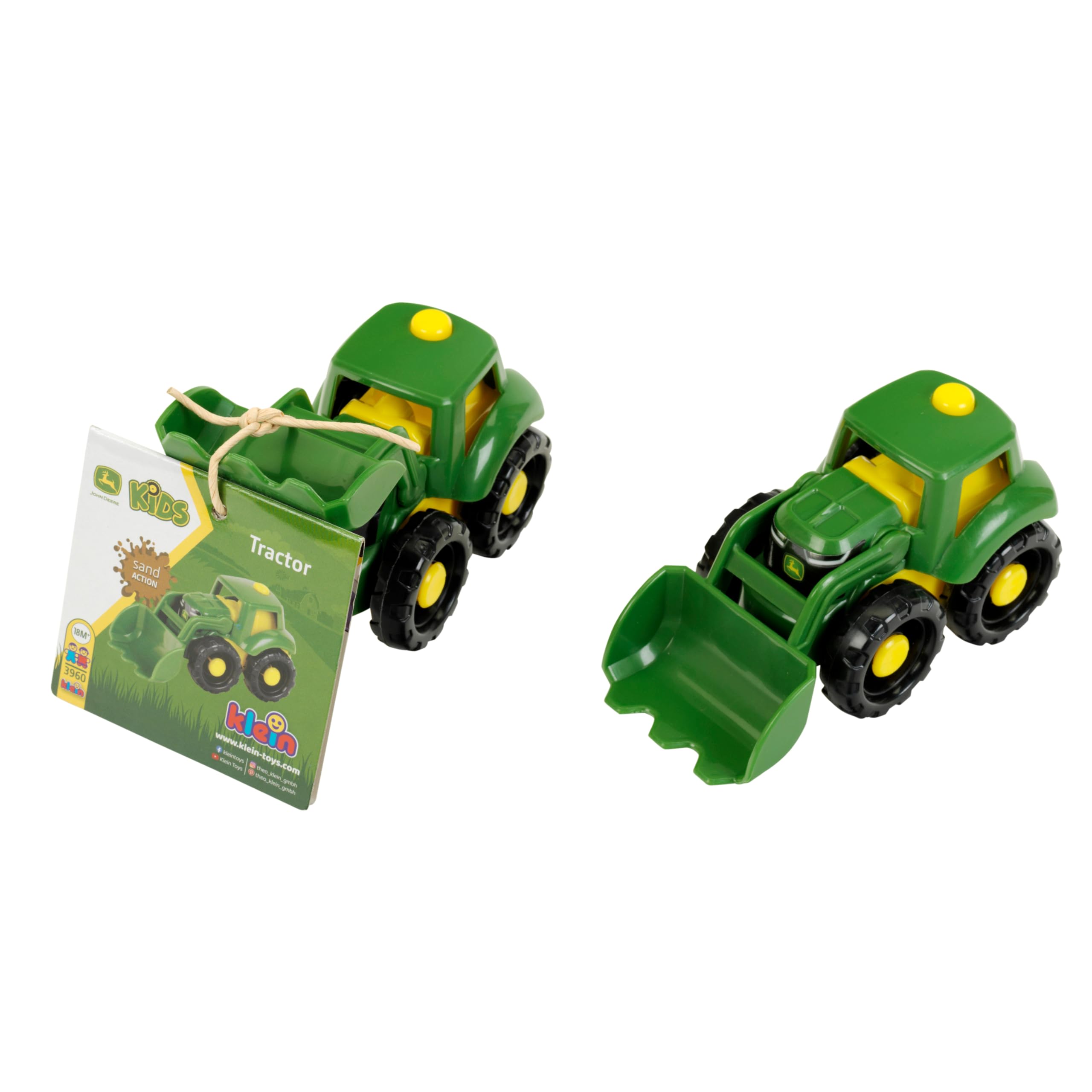 John Deere traktor, stabilny pojazd do piaskownicy, wykonany z wytrzymałego, nadającego się do recyklingu tworzywa sztucznego, zabawka dla dzieci od 18 miesięcy