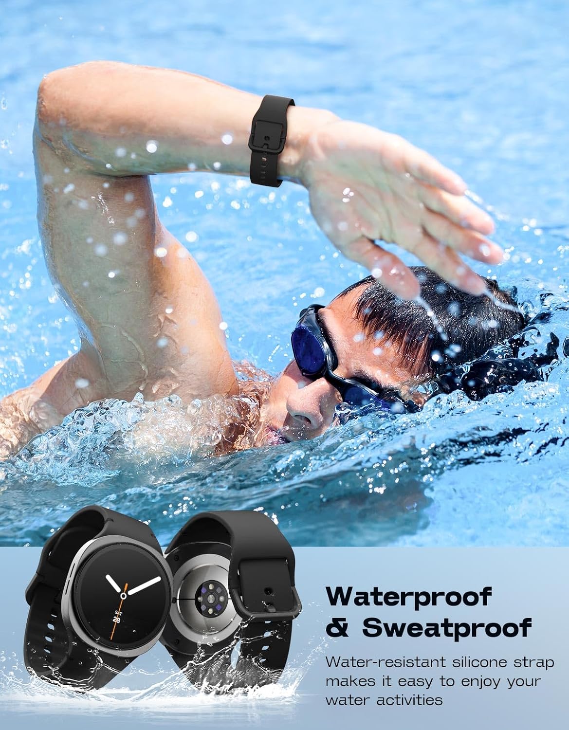 MoKo 6 Pack Sport Bands Compatible for Samsung Galaxy Watch 8 Band 40mm 44mm/Galaxy Watch 8 Classic 46mm, No Gap Soft Silicone Strap for Men Women - Image 4