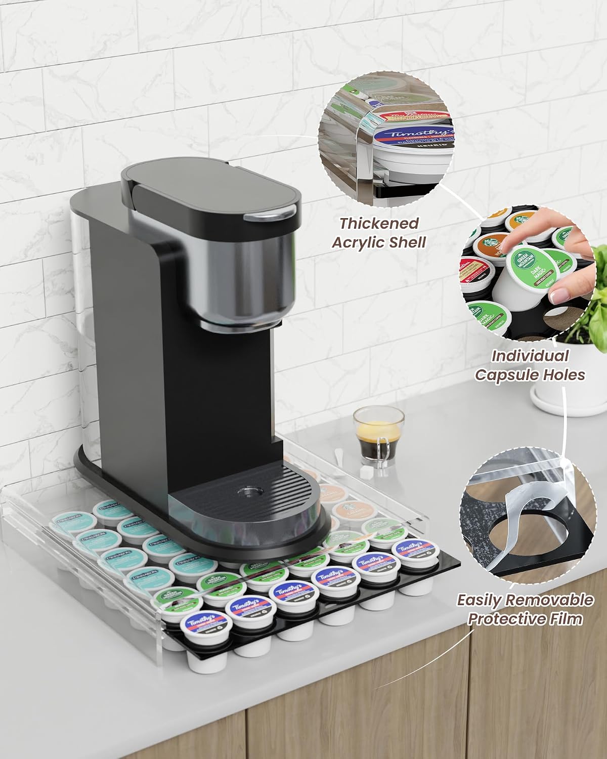 K Cup Holder,Coffee Pod Holder Drawer Capsule Display Storage for K cup - 36 pods