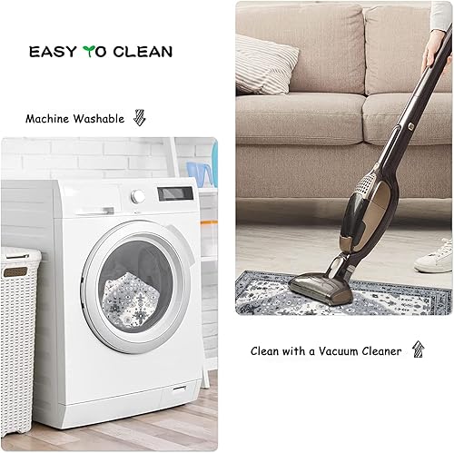 Miniatura 132 de Lahome Tapete tribal bohemio, pequeño, suave, antideslizante, lavable, de pelo corto, para piso en puerta, interior, entrada, baño, silla, Verde