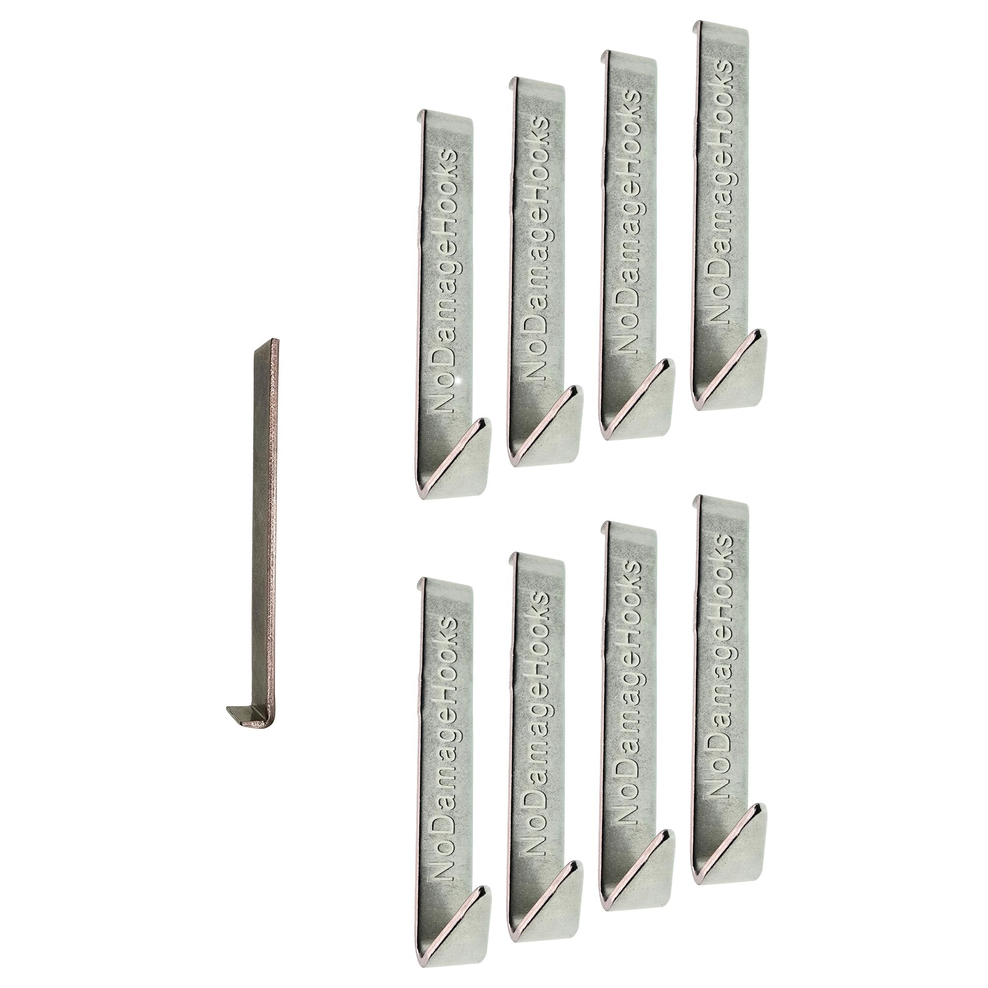 Nodamagehooks Silver The Original No Damage Hook With Tapered Tip For Smaller Hangers. (8 Pack)