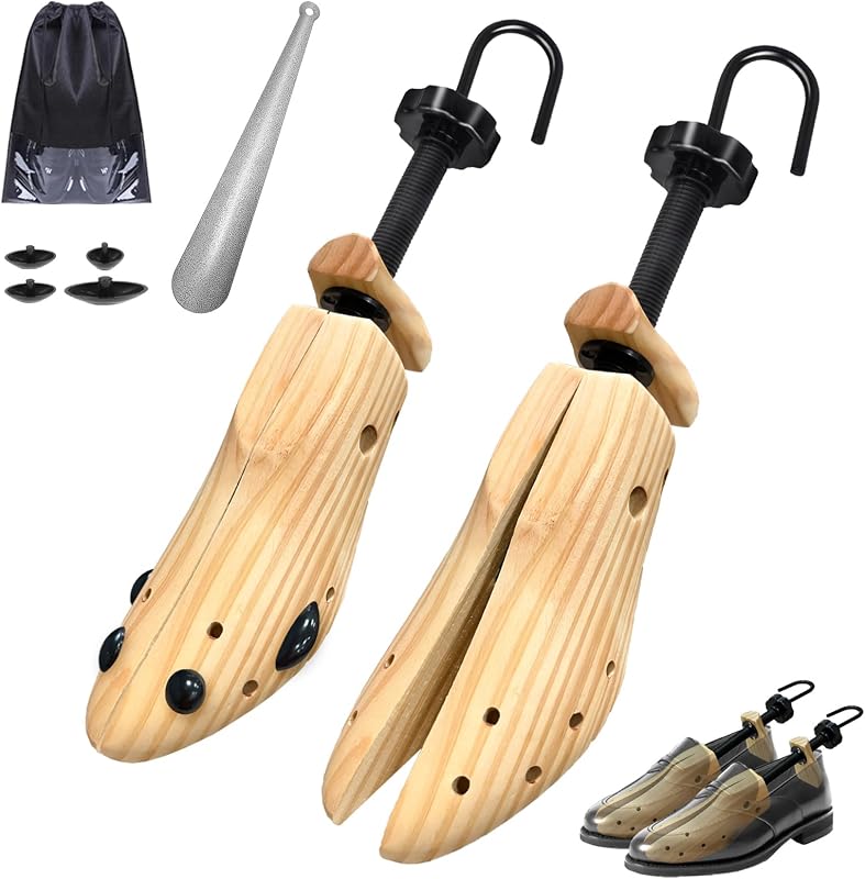 Ensanchador de zapatos de madera para mujeres y hombres, horma profesional de madera de 4 vías, largo y ancho para pies anchos