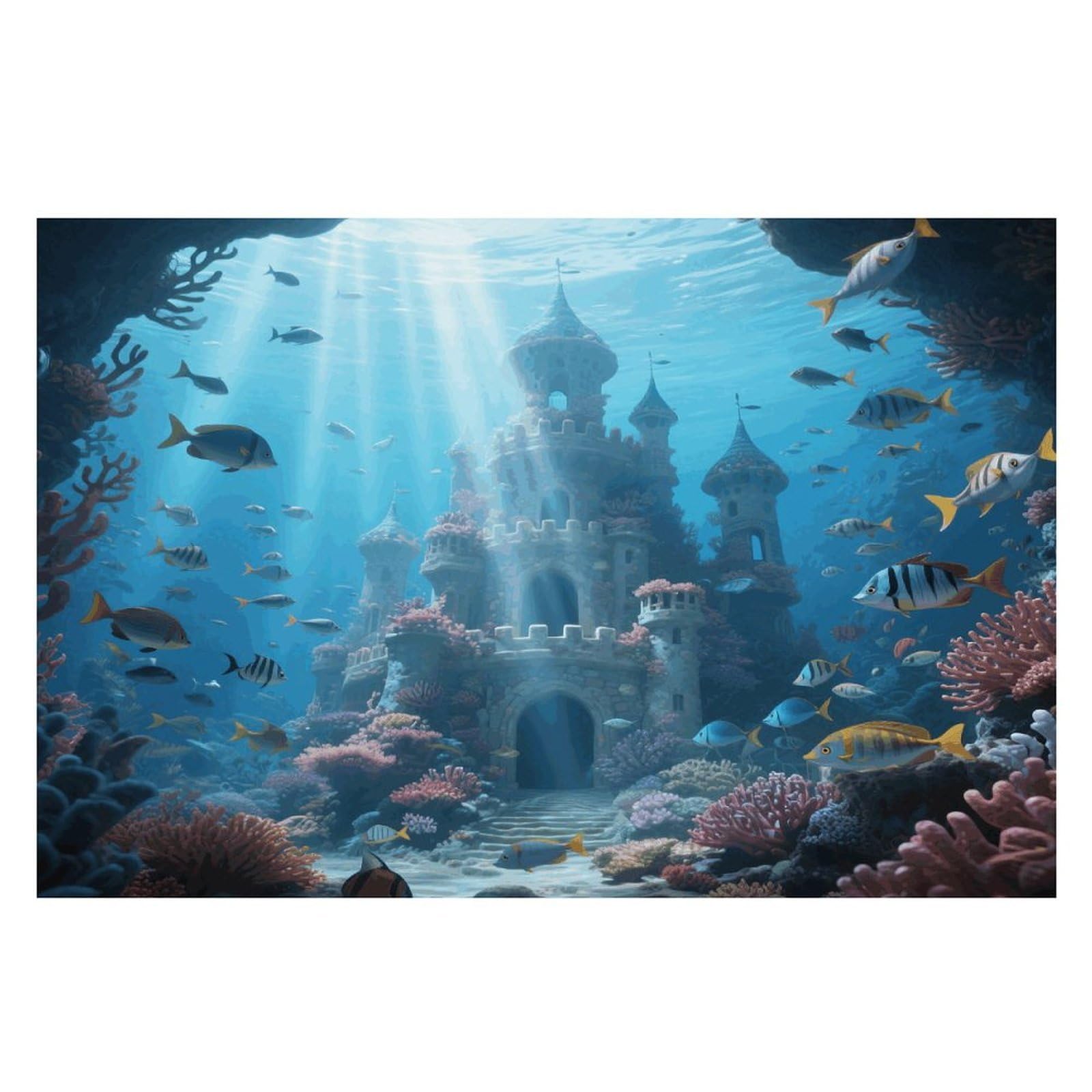 Ocean Castle Placemats Heat Resistant Non-Slip Place Mats Washable Wipeable Table Mat Kitchen Dining Table Decoration Placemats Indoor Outdoor Place Mats 17.7’’×11.8’’