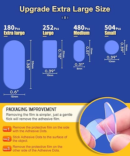 Miniatura 2 de Masilla de montaje extra grande sin residuos, adhesivo de doble cara fuerte con puntos de pegamento transparentes para museos, cintas adhesivas para