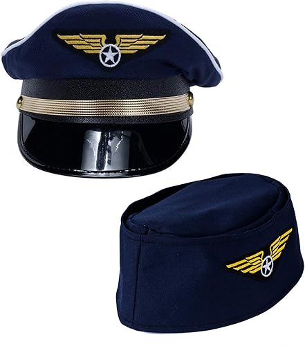 Sombrero de piloto, paquete de 2 unidades, sombrero de capitán piloto, disfraz de piloto y asistente de vuelo, disfraz de tigre