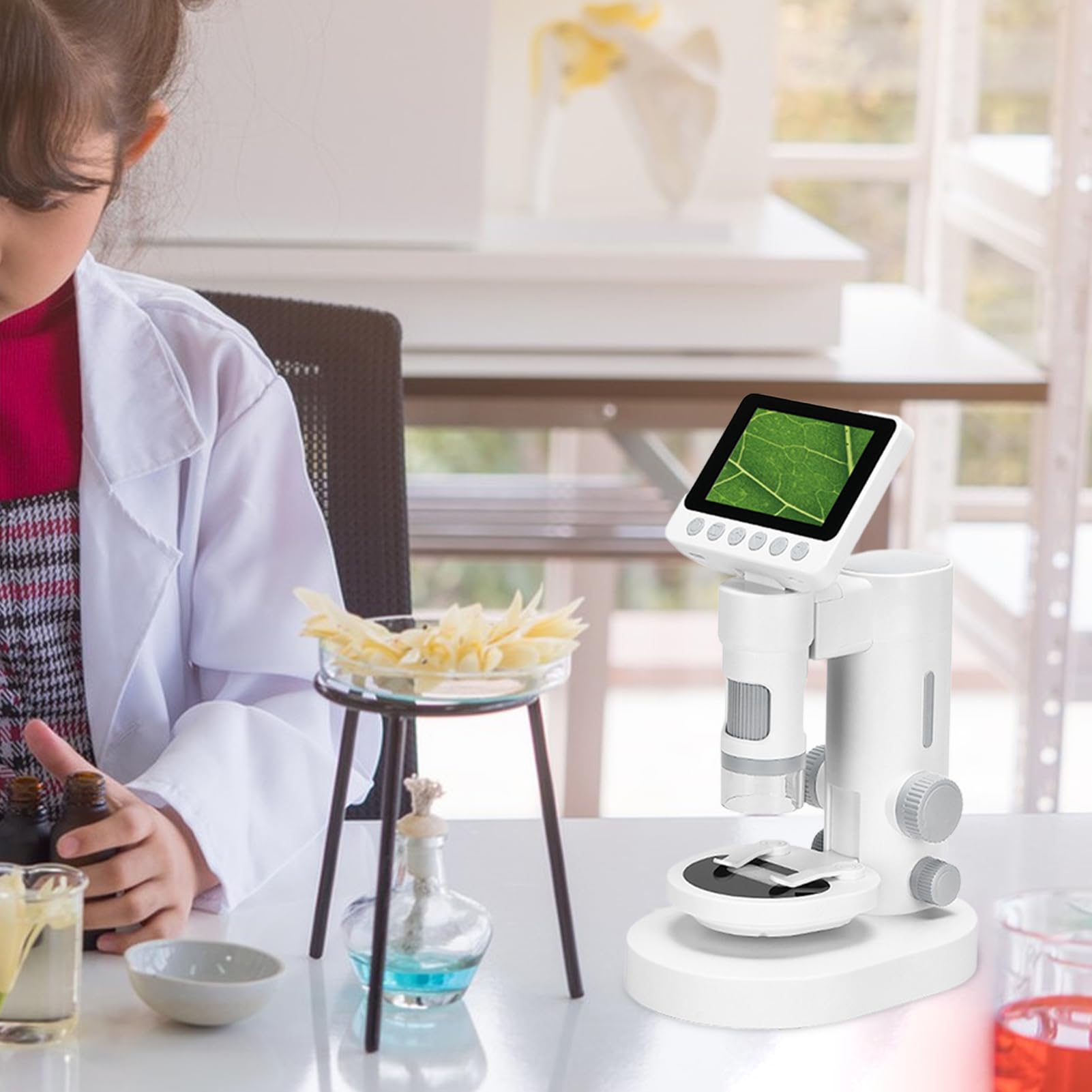 Microscopio Para Niños 100X-1000X Juguetes STEM | Lupa De Bolsillo Con Luz LED Para Niños Chicos Jóvenes Aprendices Entusiastas De La Ciencia Educación En Casa Aula Hogar