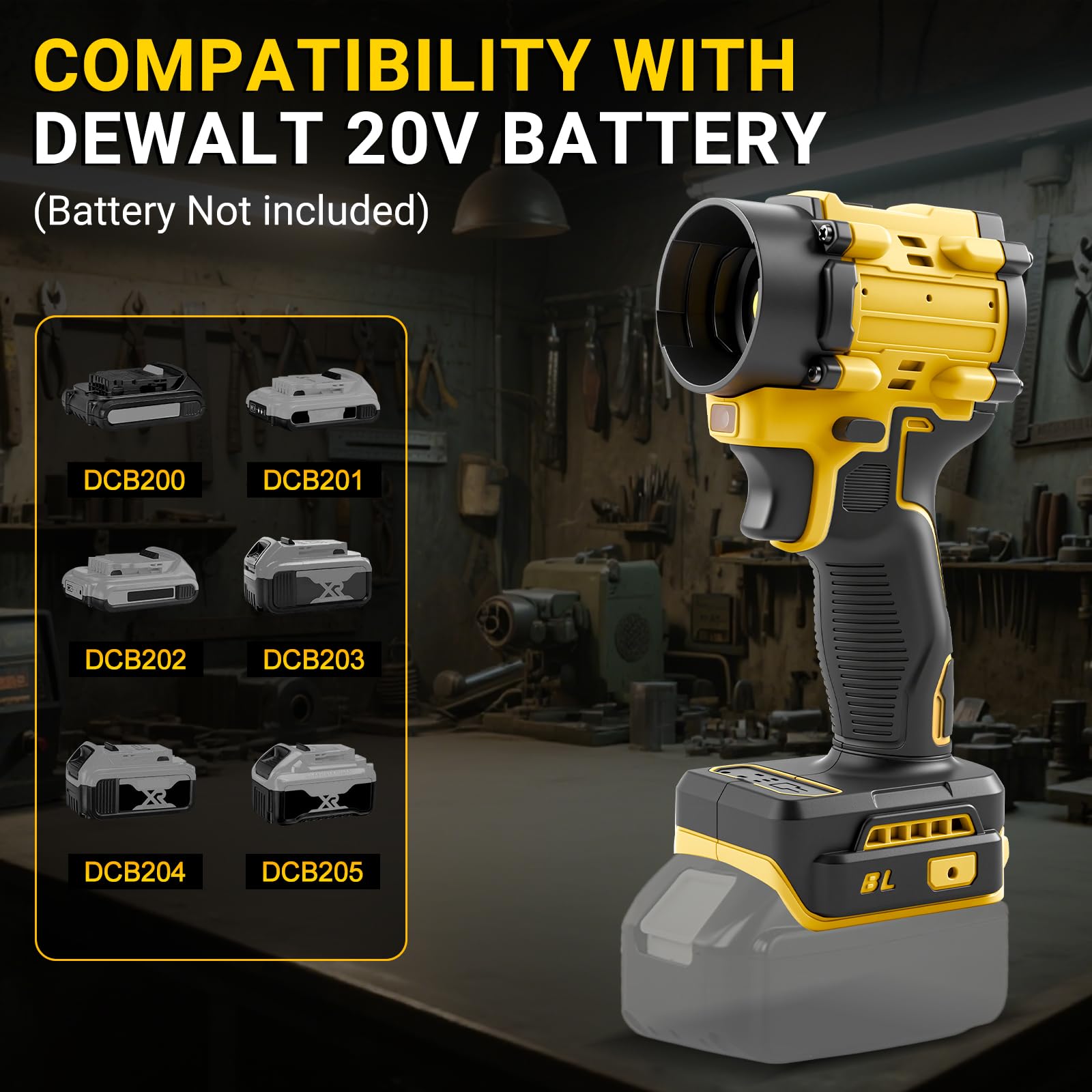 Souffleur sans fil et aspirateur à main 2 en 1 compatible avec Dewalt 20V batterie (Aucune pile), 150W Dépoussiéreur à air comprimé sans balais, Aspirateur portable avec 5 buses pour voiture, maison