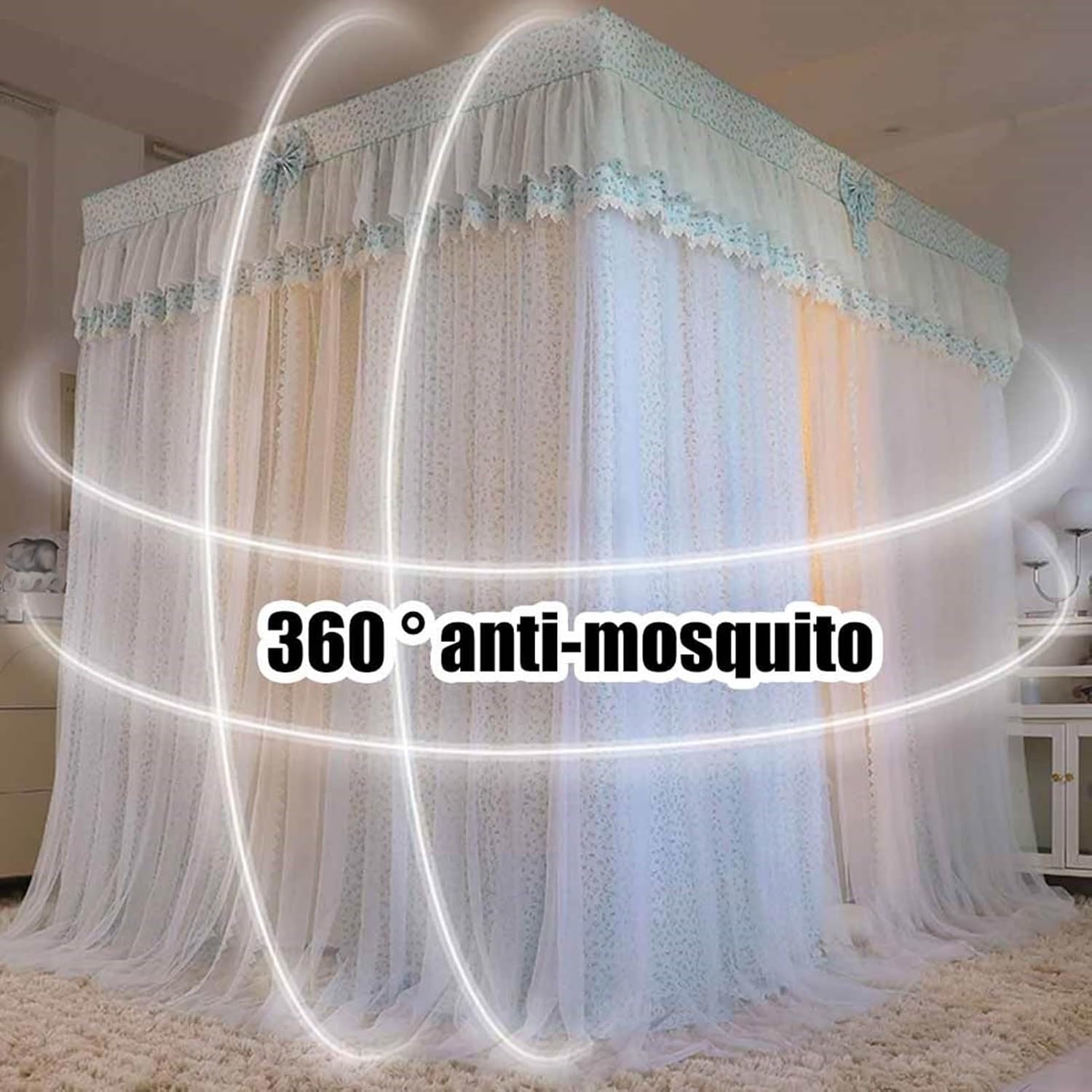 Mosquito Net for Bed,Princess Style Luxury Bed Canopy/Curtain,Easy to Install Bed Frame Drape