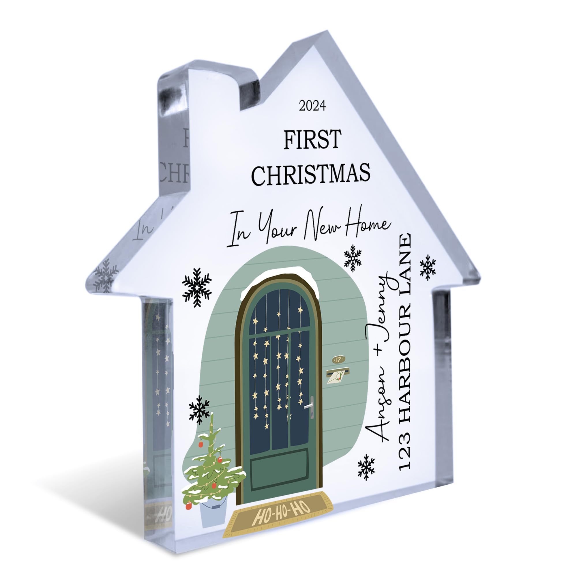 Red Ocean Personalised First Christmas In Your New Home, Acrylic Christmas Ornament, New Home Gifts For Couple Friends Family, Acrylic House Family Plaque, Housewarming Gifts