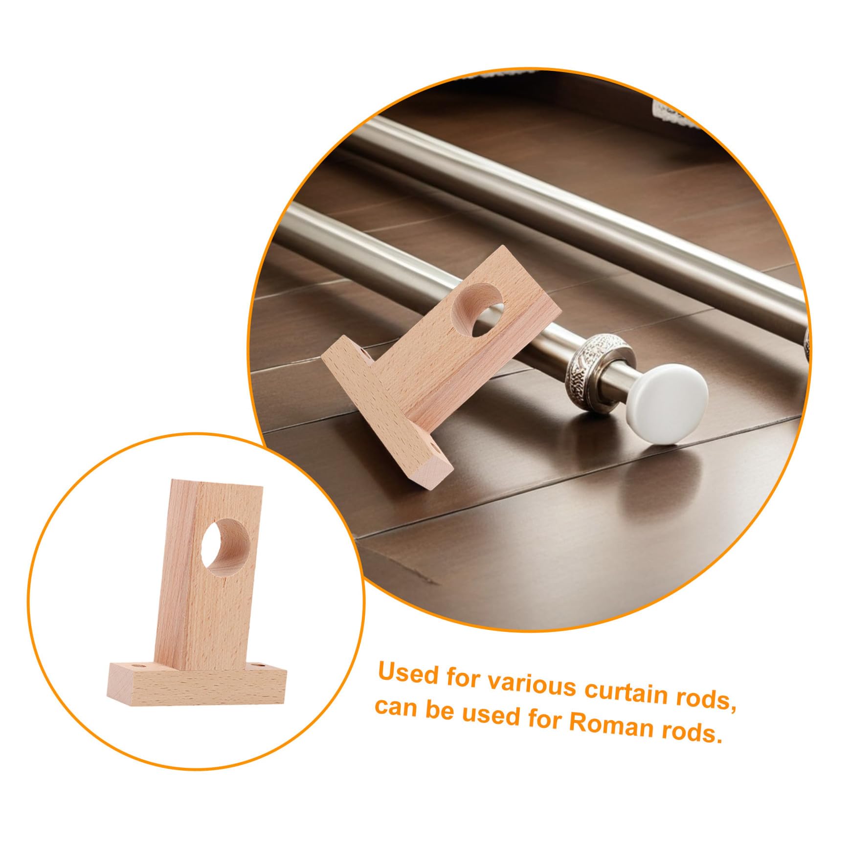 Supporti per Bastone Tende in Legno 4 Pezzi Robusti Beige
