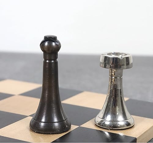 Miniatura 9 de RoyalChessMall - Juego de piezas de ajedrez de lujo de latón contemporáneo de 3.1 pulgadas, plata y antiguo