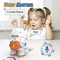 Vista 5 de KaeKid Robots astronautas para niños, robótico parlante inteligente con sensor táctil, control de voz, reconocimiento de voz, cantar, bailar