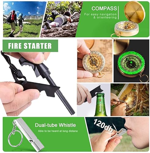Miniatura 2 de Kit de supervivencia 63 en 1 kit de primeros auxilios equipo de supervivencia herramienta de supervivencia regalos para hombres papá marido él